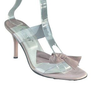 Versani Womens Pink Bow Detail Clear Strap Heels Size 8